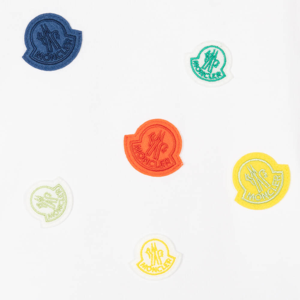 Moncler Enfant-Youth White Logo Patch Tee | Childrensalon Outlet