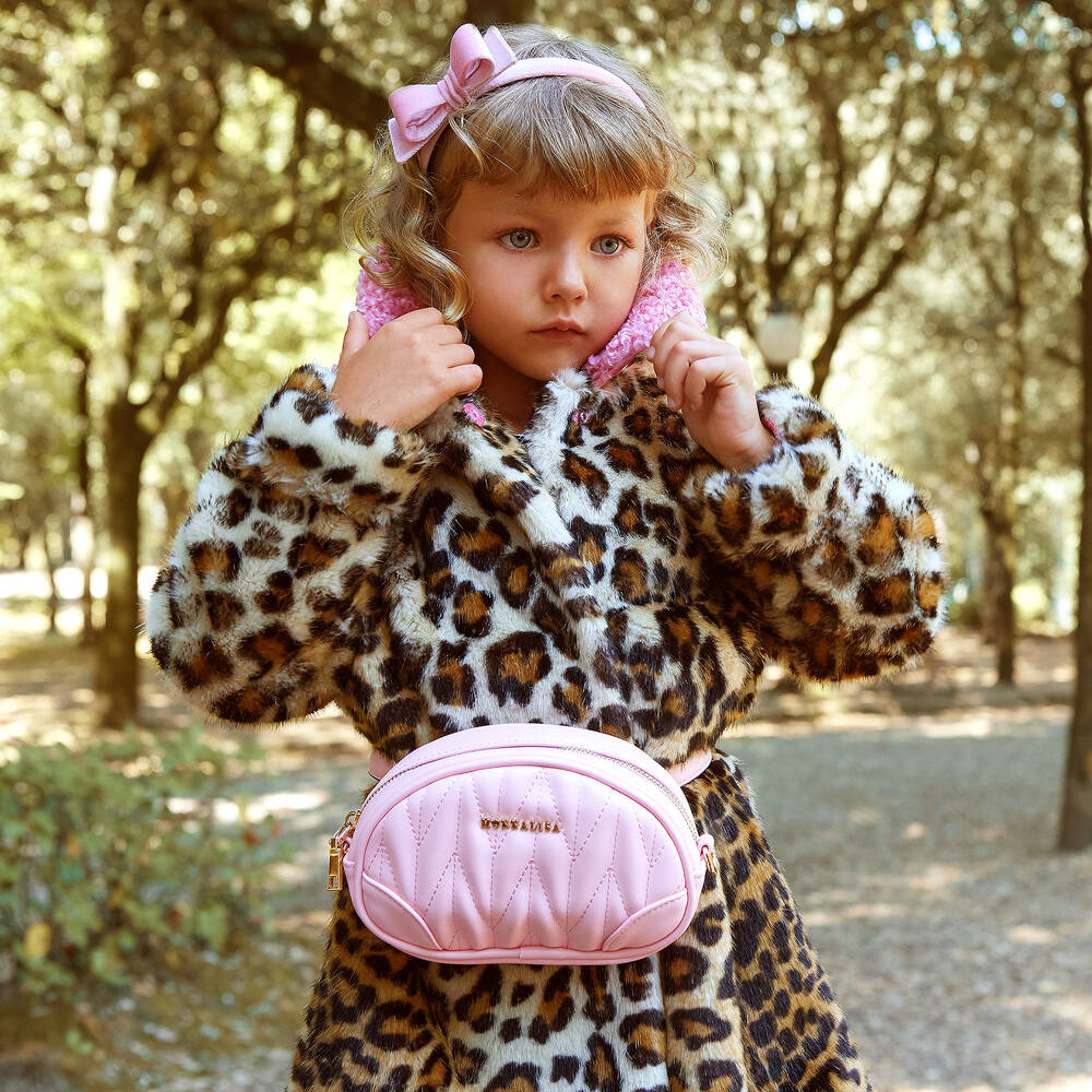 Monnalisa Animal Print Faux Fur Coat Childrensalon Outlet