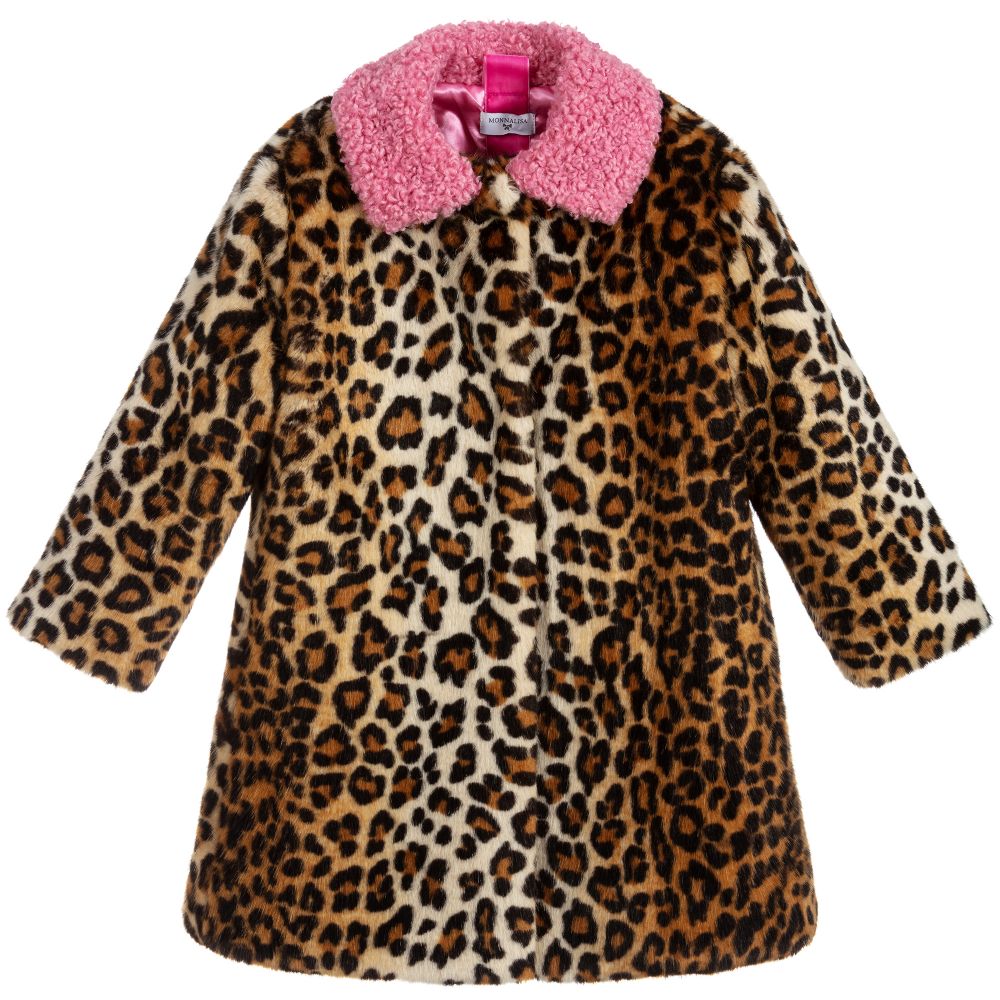 Monnalisa - Animal Print Faux Fur Coat | Childrensalon