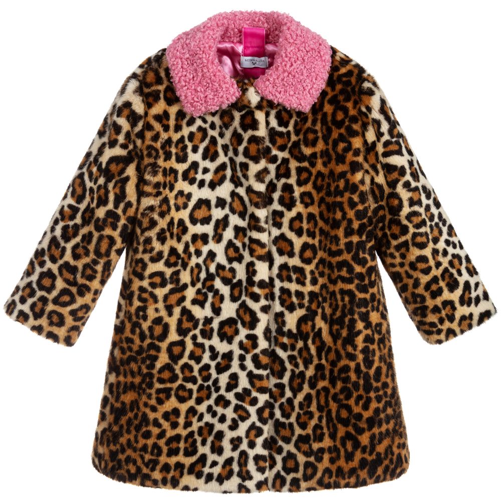 Monnalisa - Animal-Print Kunstfellmantel | Childrensalon