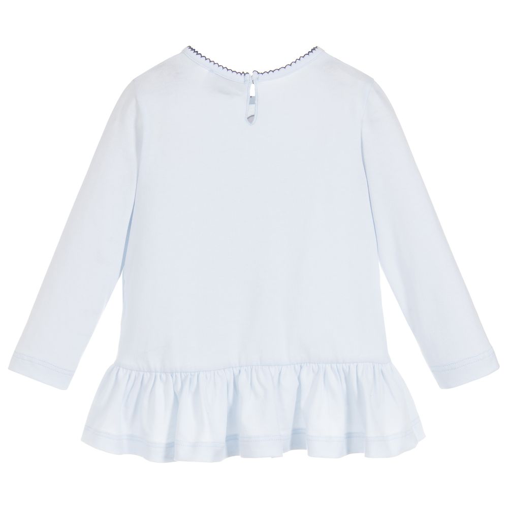 Monnalisa-Baby Blue Cotton Tunic Top | Childrensalon Outlet