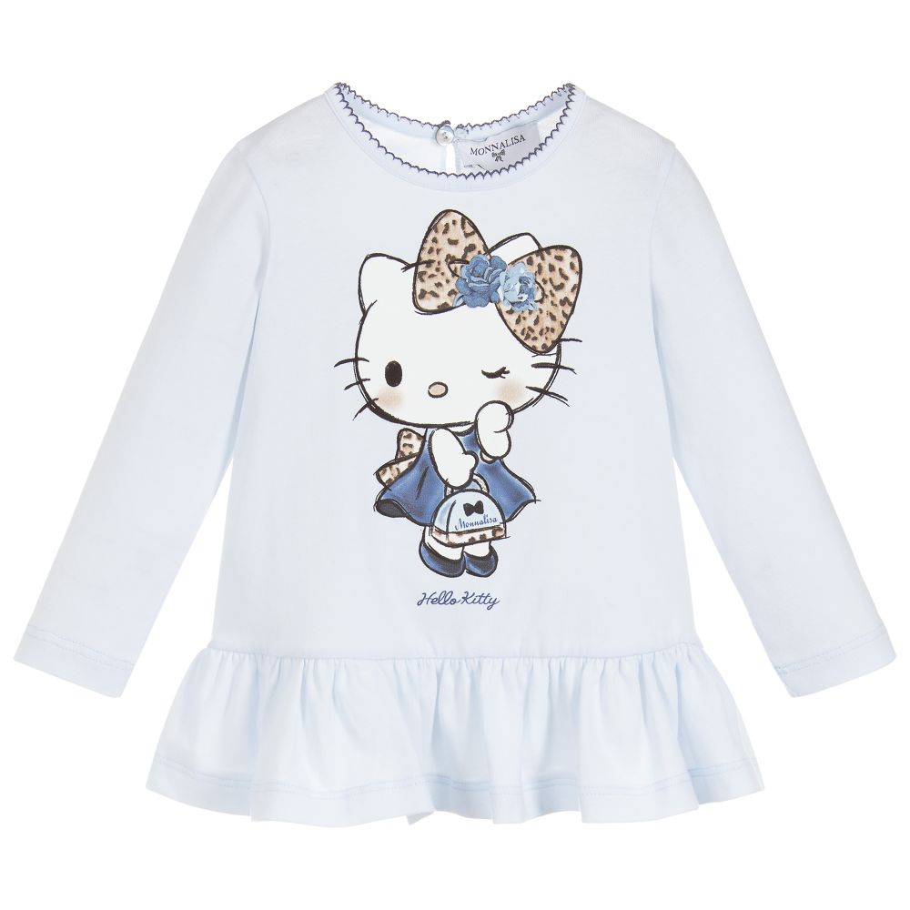 Monnalisa - Baby Blue Cotton Tunic Top | Childrensalon