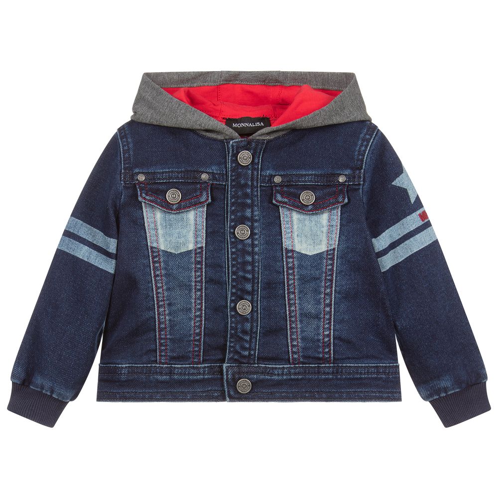 Monnalisa - Baby Boys Hooded Denim Jacket | Childrensalon
