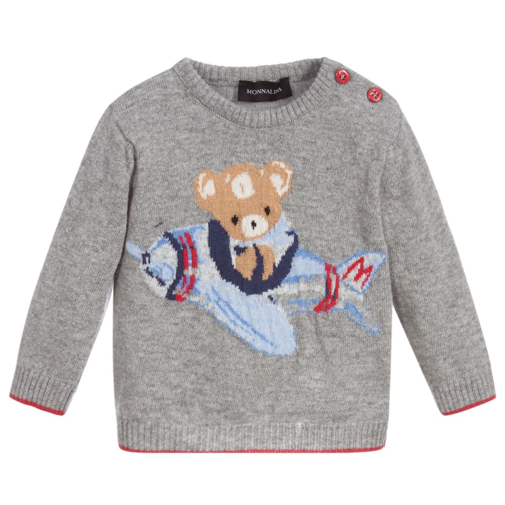 Monnalisa Teddy Bear Merino Sweater