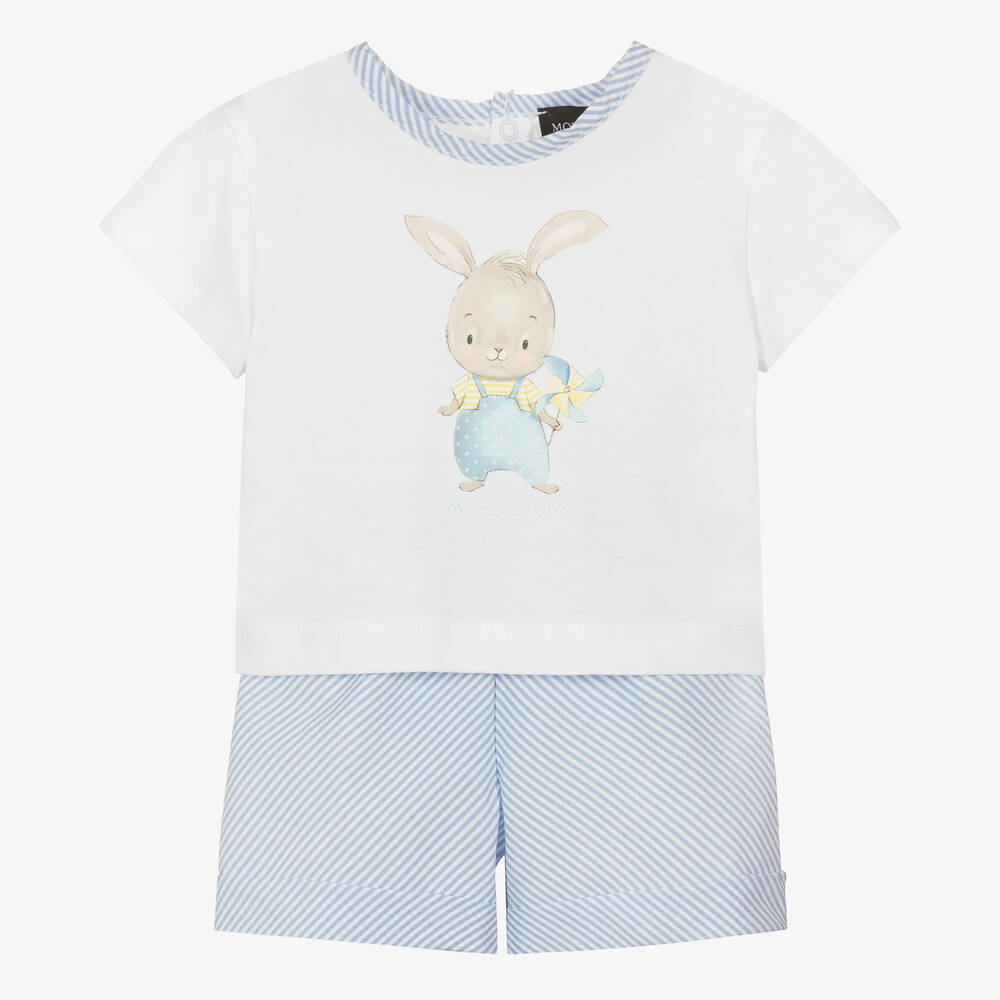 Monnalisa - Ensemble short bleu et blanc bébé | Childrensalon