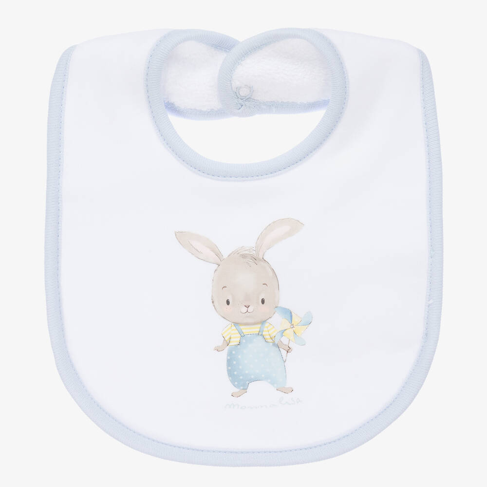 Monnalisa-Baby Boys White Cotton Jersey Bib | Childrensalon Outlet