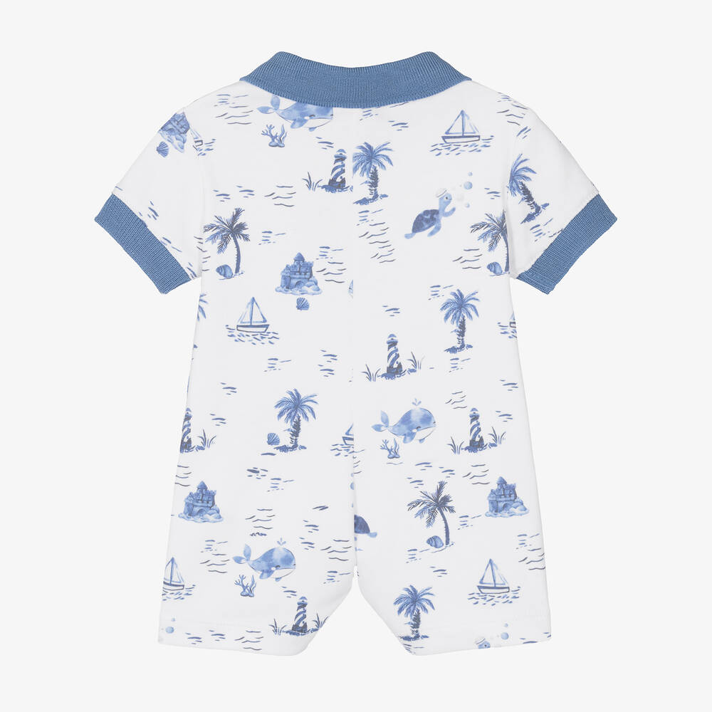 Monnalisa-Baby Boys White Ocean Shortie  | Childrensalon Outlet