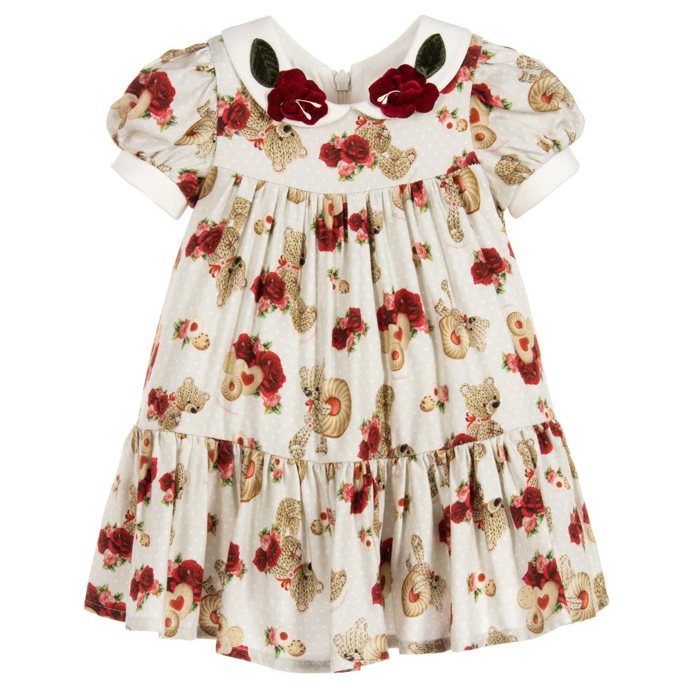 Monnalisa Bebé - Baby Girls Beige Teddy Dress | Childrensalon