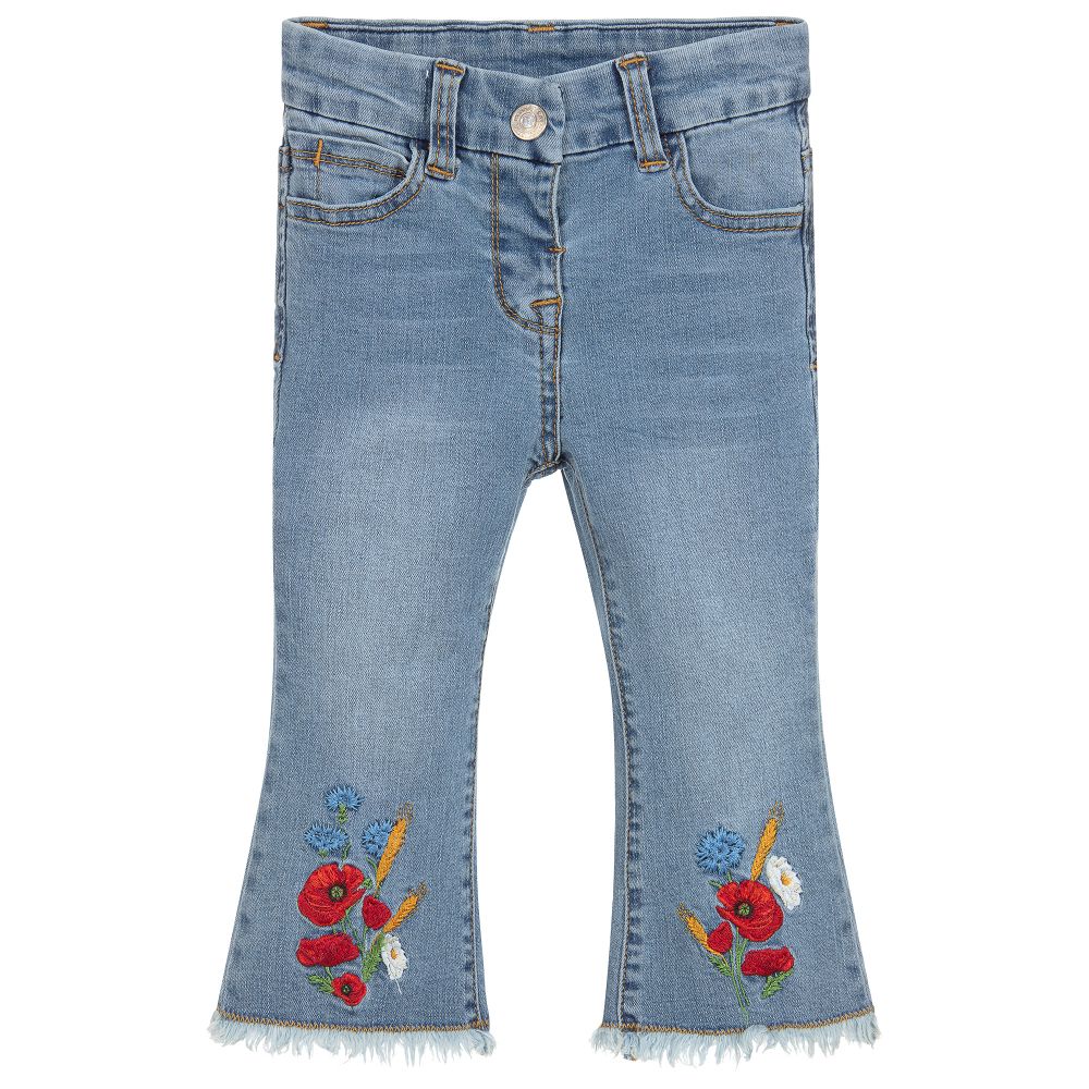 Monnalisa Bebé - Baby Girls Blue Denim Jeans | Childrensalon