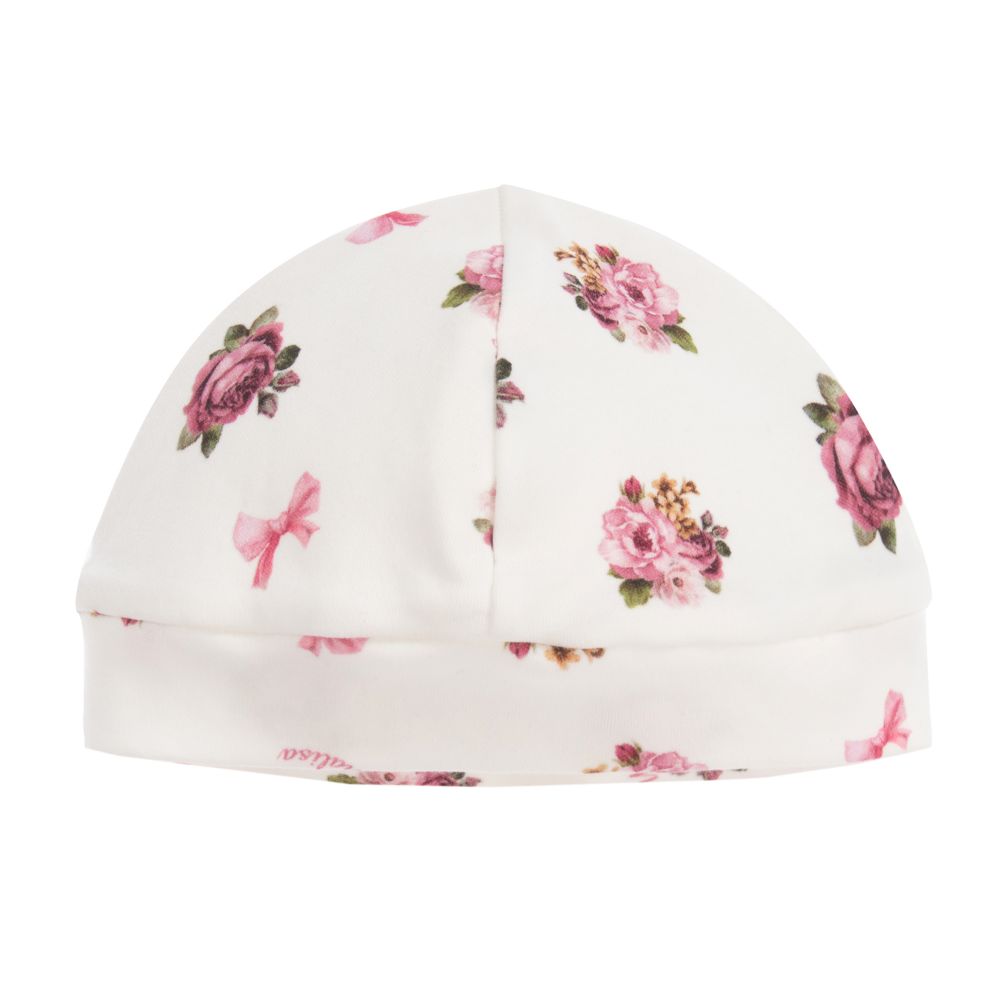 Monnalisa - Baby Girls Ivory Cotton Hat  | Childrensalon