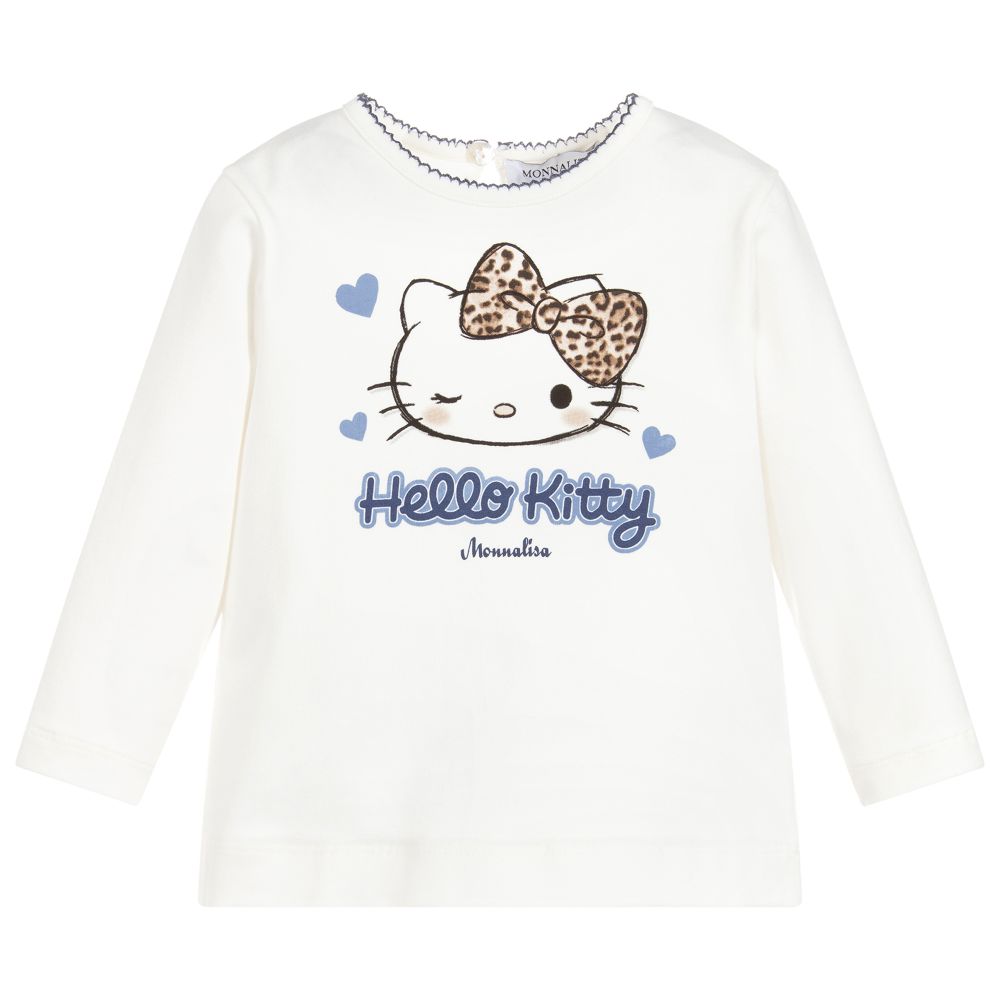 Monnalisa - Baby Girls Ivory Cotton Top | Childrensalon