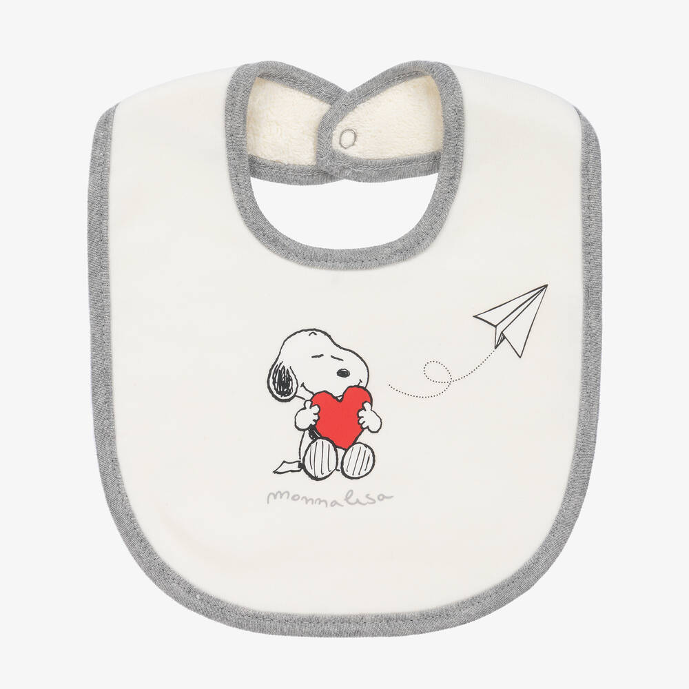 Monnalisa - Baby Girls Ivory Peanuts Cotton Bib | Childrensalon