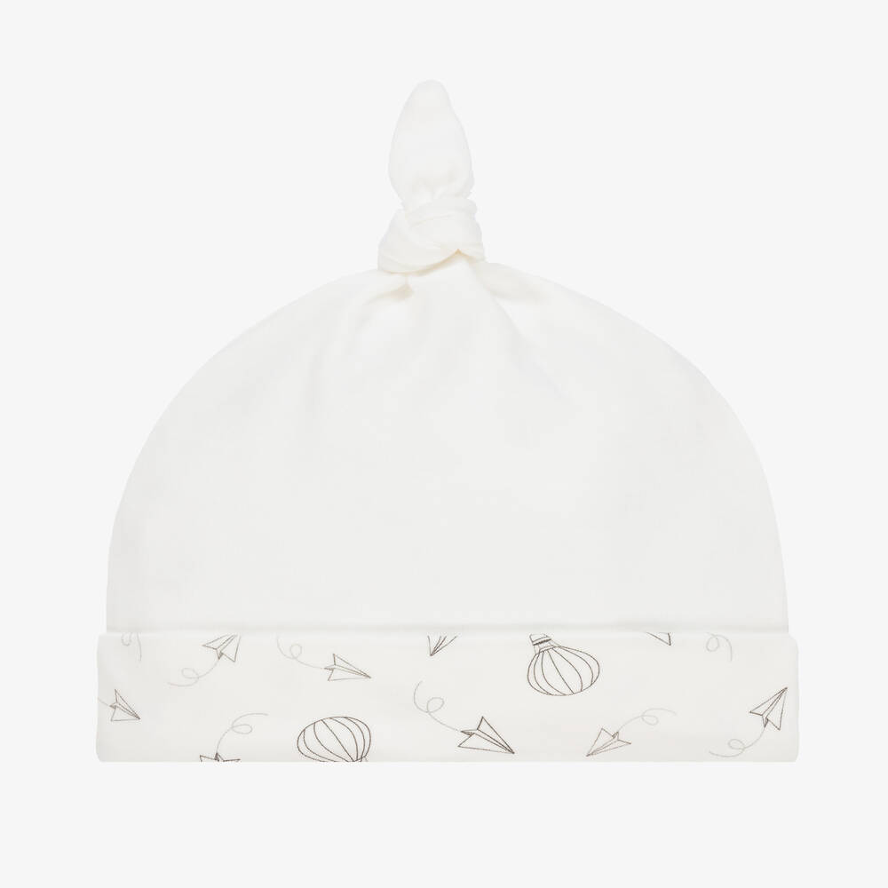 Monnalisa-قبعة للمولودات قطن جيرسي لون عاجي | Childrensalon Outlet