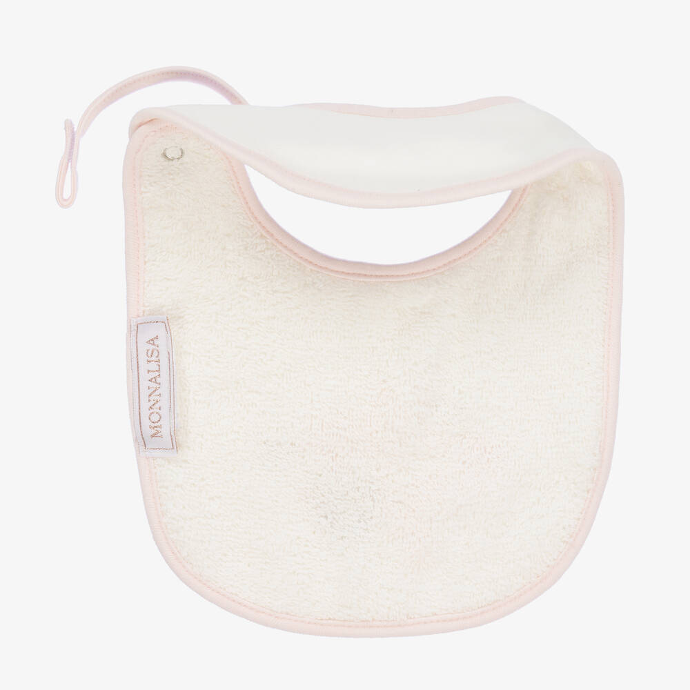 موناليزا-مريلة بطبعة تيدي بير قطن لون عاجي وزهري | Childrensalon Outlet