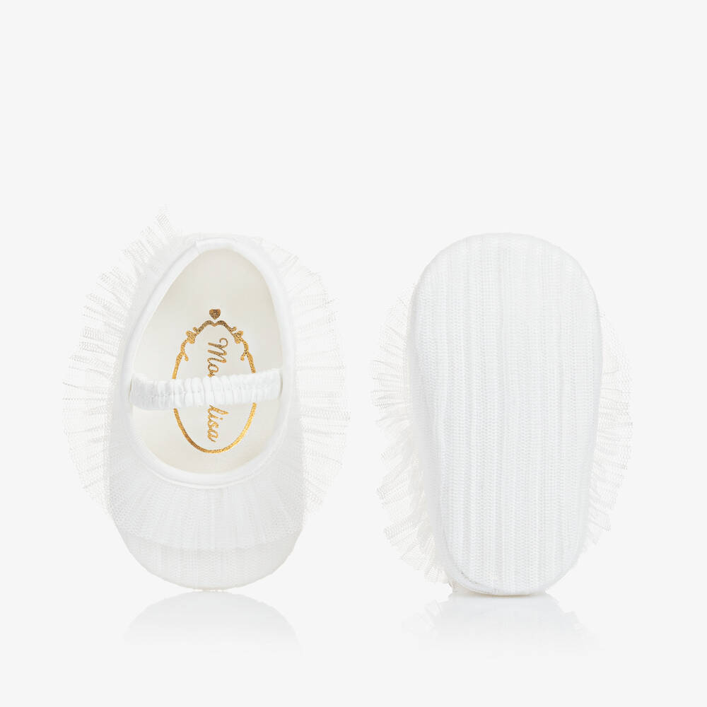 موناليزا-حذاء ساتان وتول لون عاجي لمرحلة قبل المشي | Childrensalon Outlet