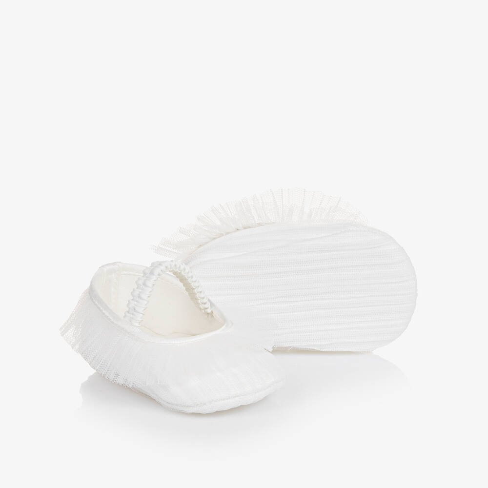 Monnalisa-Baby Girls Ivory Tulle Pre-Walkers Shoes | Childrensalon Outlet