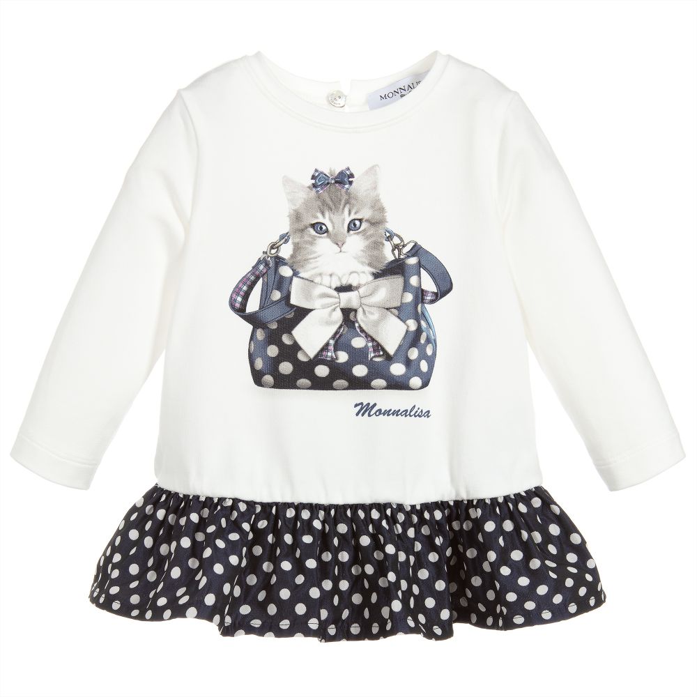 Monnalisa Bebé - Baby Girls Kitten Tunic Top  | Childrensalon