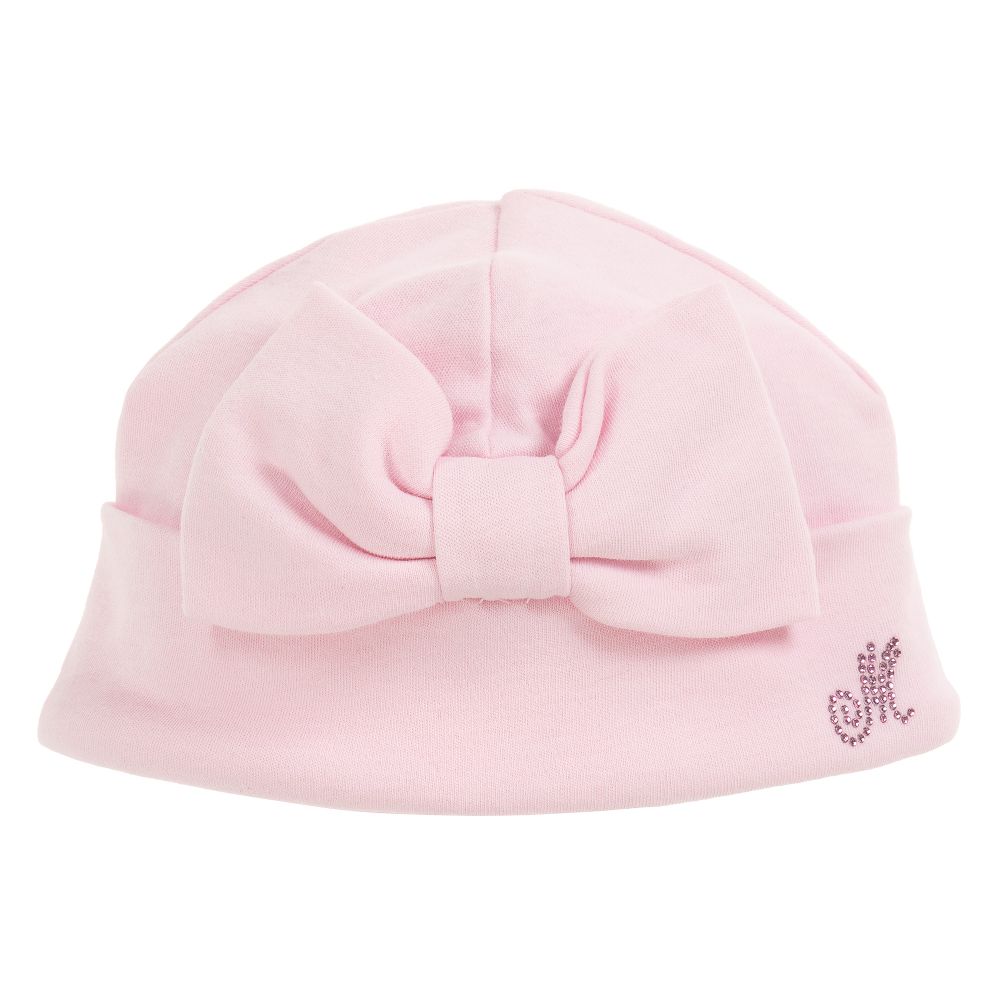 Monnalisa Bebé - Baby Girls Pink Cotton Hat | Childrensalon
