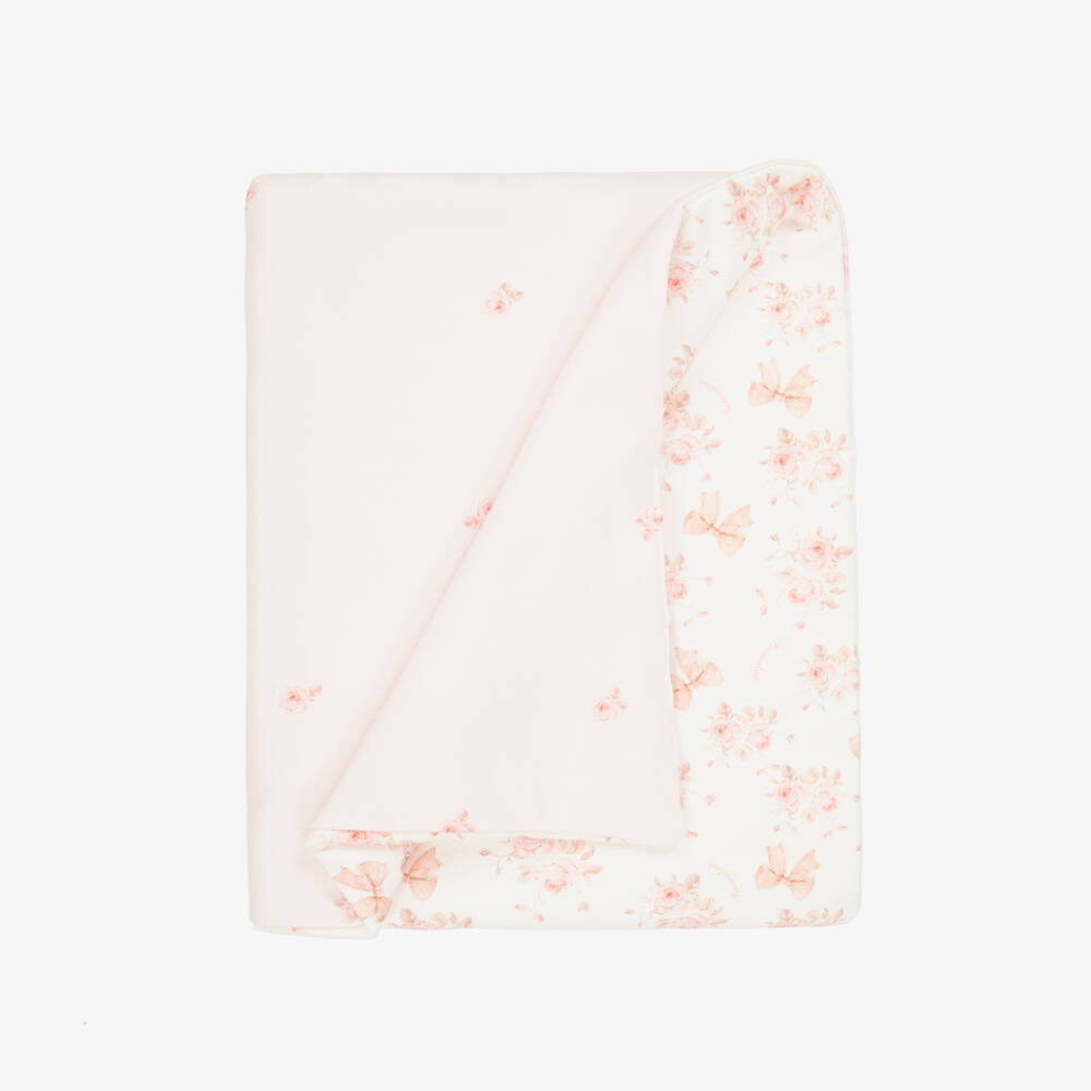 Monnalisa-Baby Girls Pink Cotton Puppy Blanket (90cm) | Childrensalon Outlet