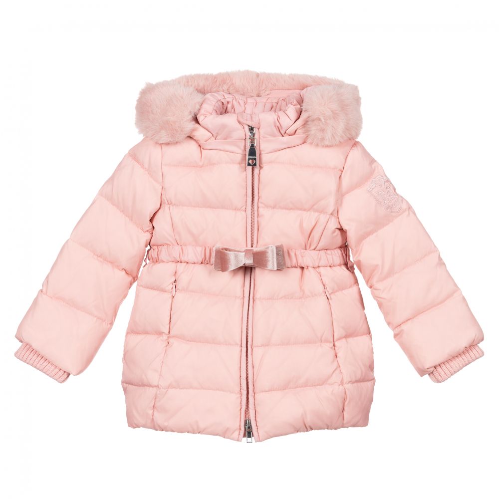 Monnalisa - Baby Girls Pink Puffer Coat | Childrensalon