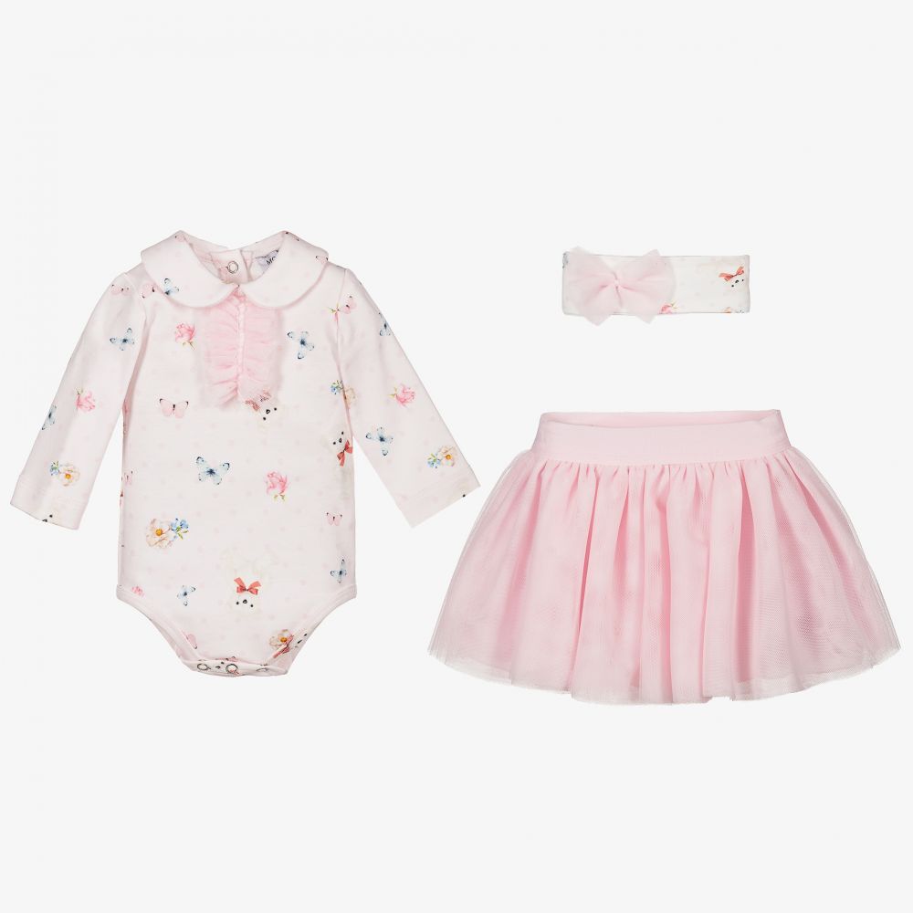 Monnalisa-Комплект с розовой юбкой для девочек | Childrensalon Outlet