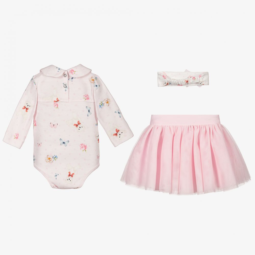 Monnalisa-Комплект с розовой юбкой для девочек | Childrensalon Outlet