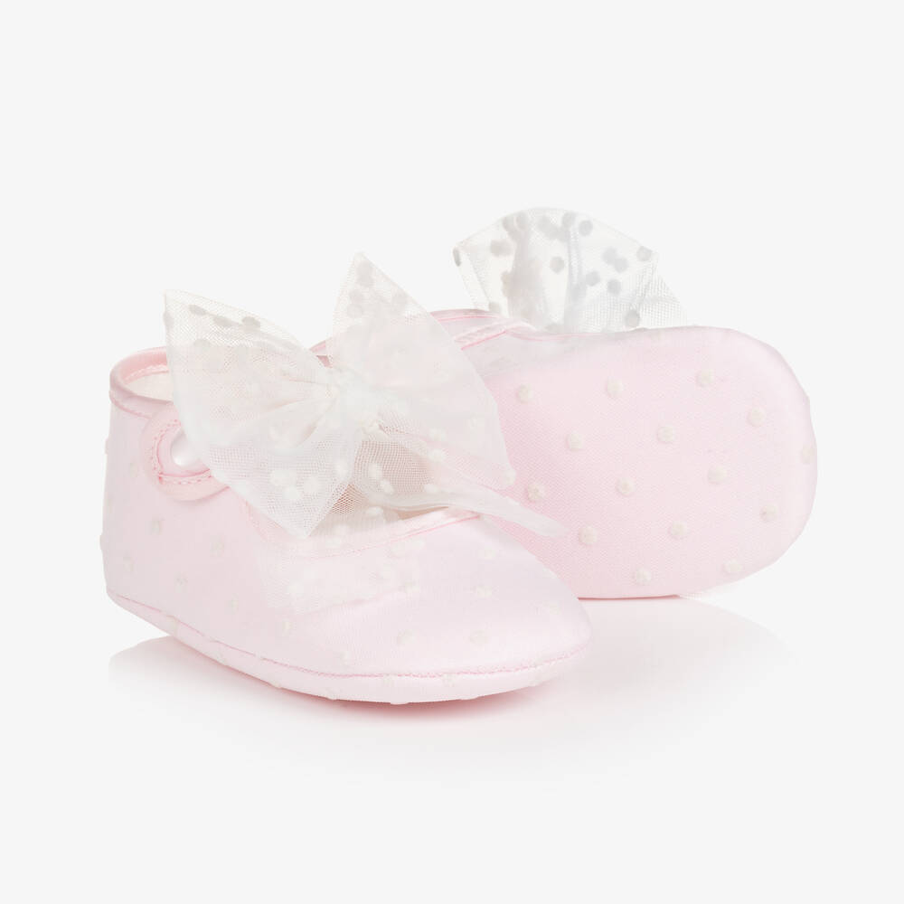 Monnalisa - Baby Girls Pink Tulle Pre-Walker Shoes | Childrensalon