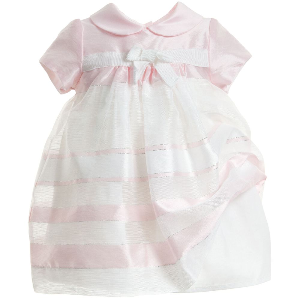 Monnalisa Chic-فستان من الأرجنزا لاون أبيض و و ردي للبنات الرضع | Childrensalon Outlet