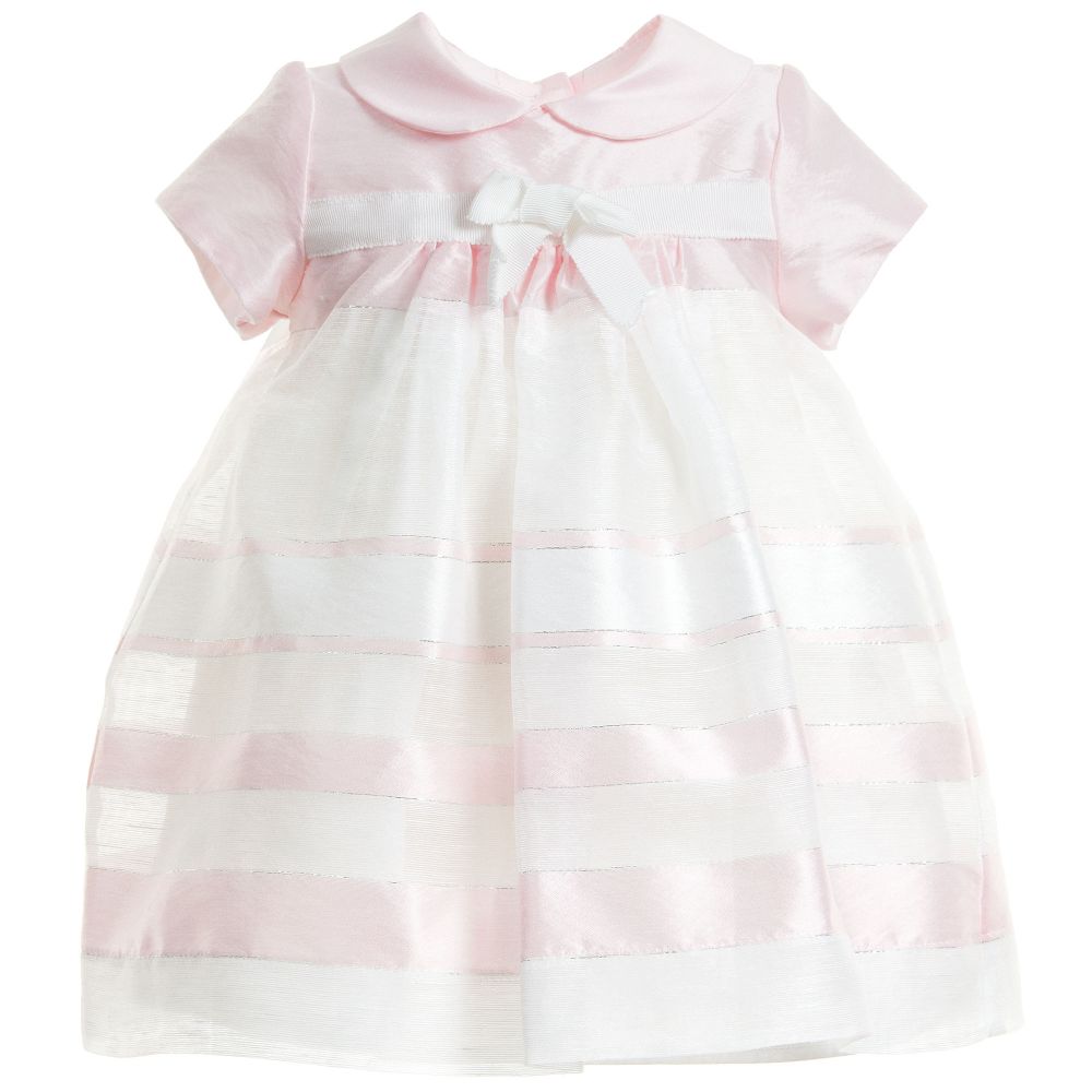 Monnalisa Chic - فستان من الأرجنزا لاون أبيض و و ردي للبنات الرضع | Childrensalon
