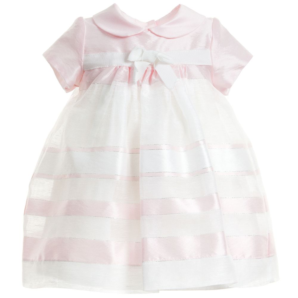 Monnalisa Chic-فستان من الأرجنزا لاون أبيض و و ردي للبنات الرضع | Childrensalon Outlet