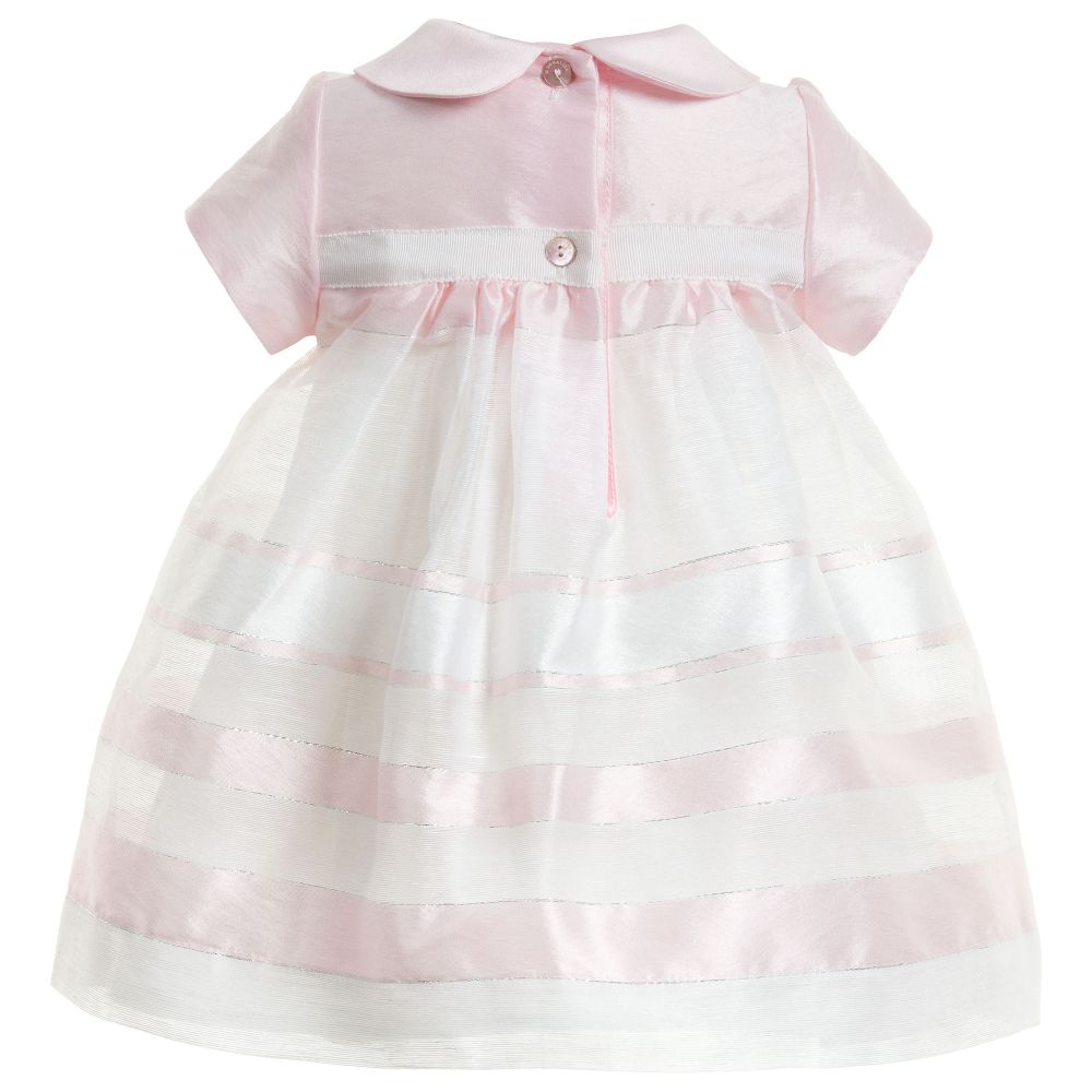 Monnalisa Chic-فستان من الأرجنزا لاون أبيض و و ردي للبنات الرضع | Childrensalon Outlet