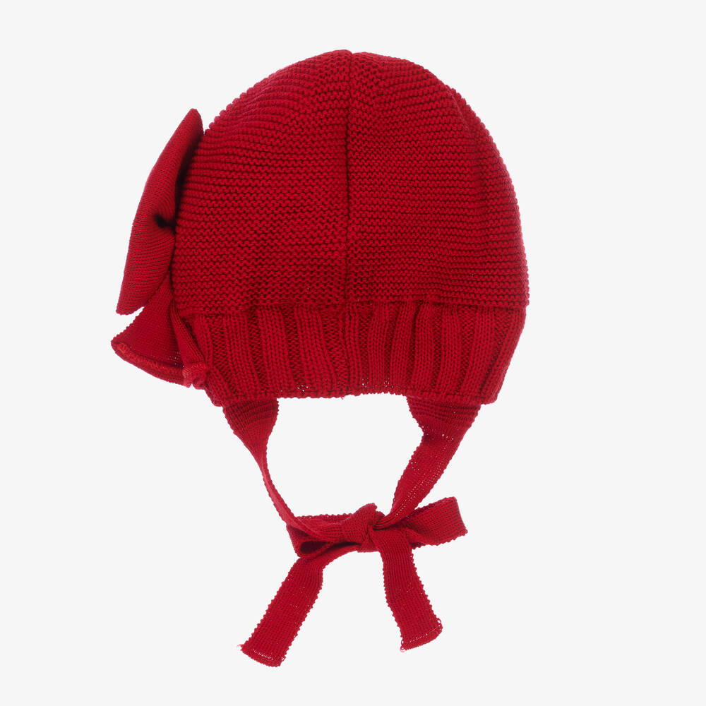 Monnalisa-Baby Girls Red Bow Knit Hat | Childrensalon Outlet
