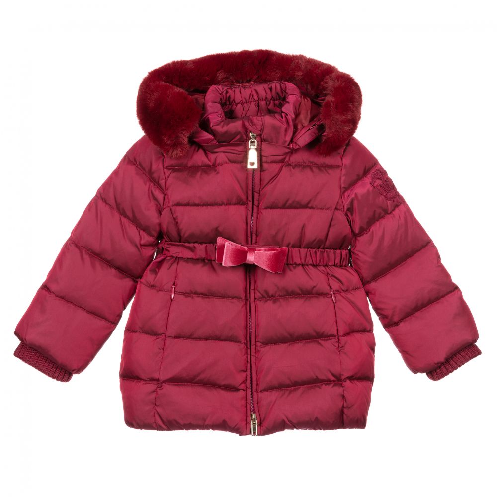 Monnalisa - Baby Girls Red Puffer Coat  | Childrensalon