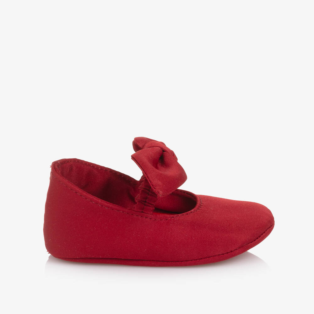 Monnalisa-Baby Girls Red Satin Pre-Walker Shoes | Childrensalon Outlet