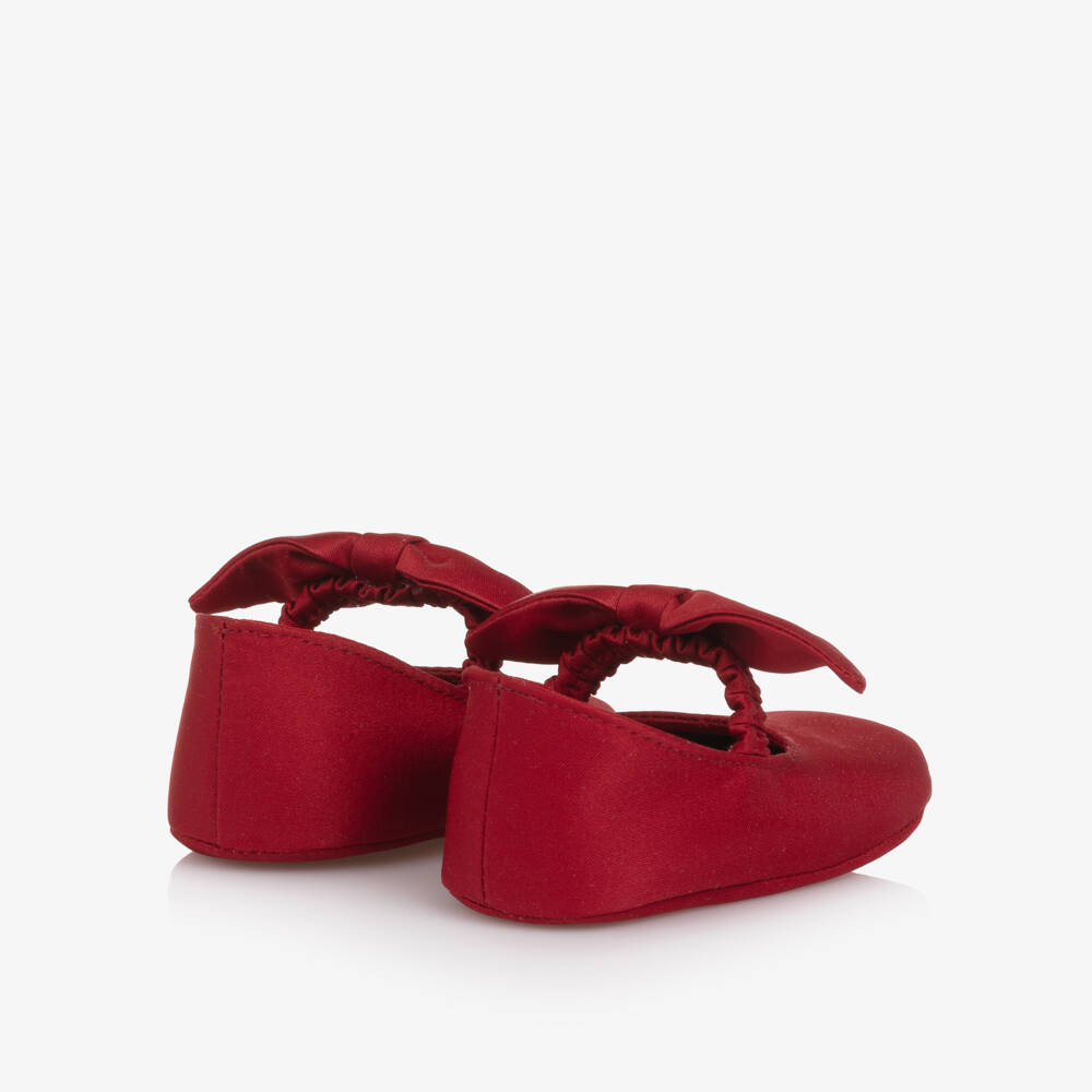 Monnalisa-Baby Girls Red Satin Pre-Walker Shoes | Childrensalon Outlet