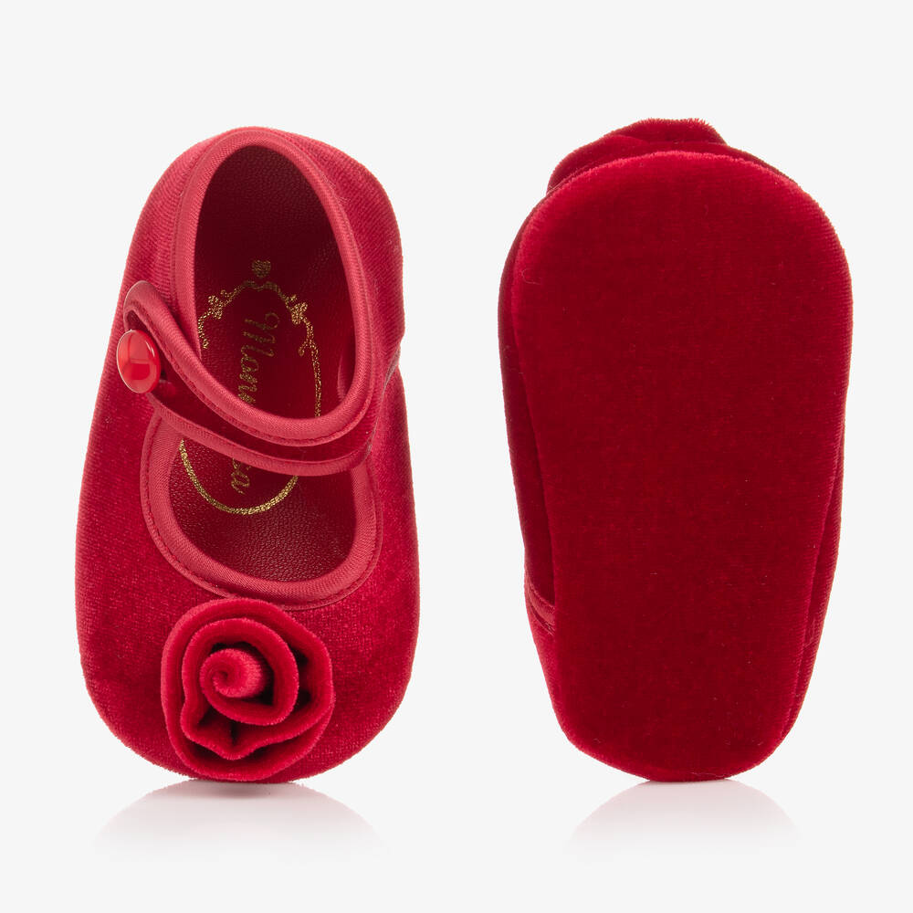 Monnalisa-Красные бархатные пинетки | Childrensalon Outlet