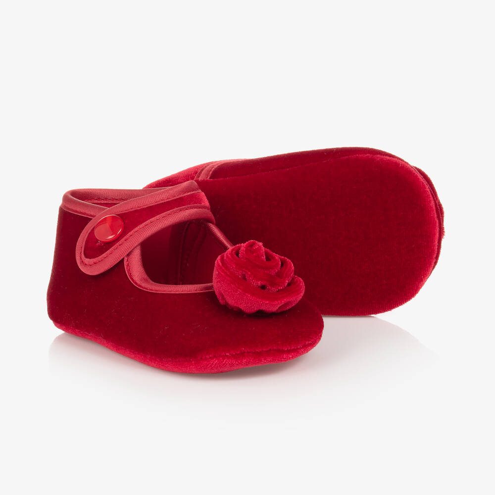 Monnalisa - Baby Girls Red Velvet Pre-Walkers | Childrensalon