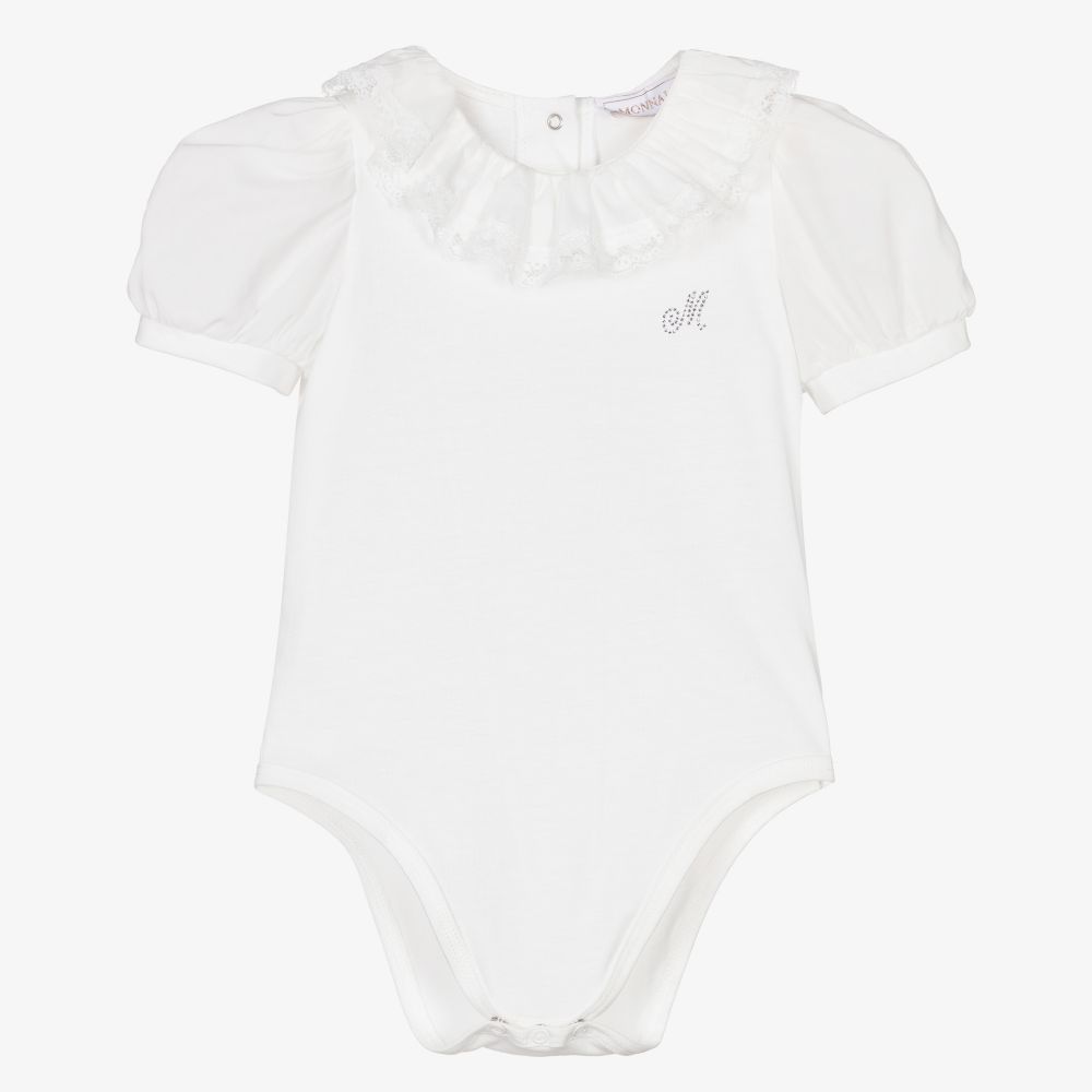 Monnalisa - Baby Girls White Bodysuit | Childrensalon