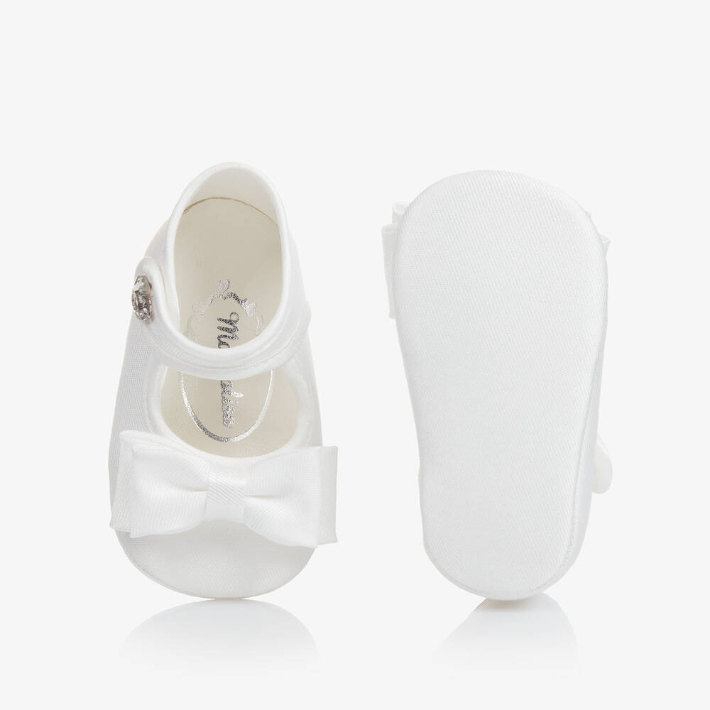 Monnalisa-Baby Girls White Bow Pre-Walker Shoes | Childrensalon Outlet