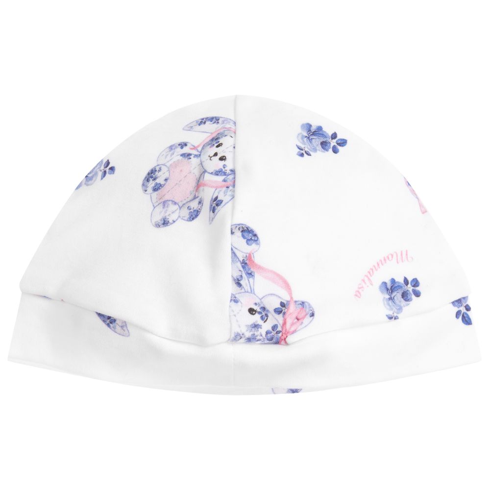 Monnalisa Baby Girls White Cotton Hat Childrensalon Outlet