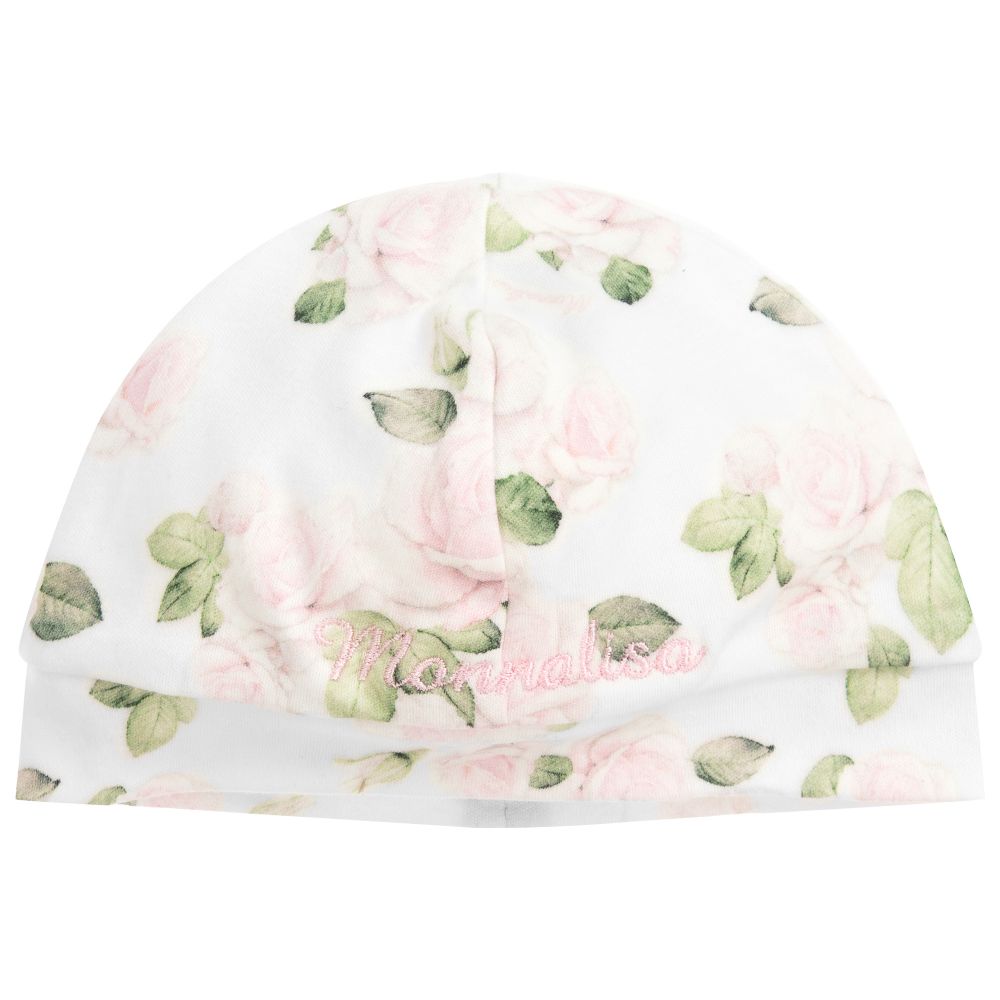 Monnalisa - Baby Girls White Cotton Hat | Childrensalon