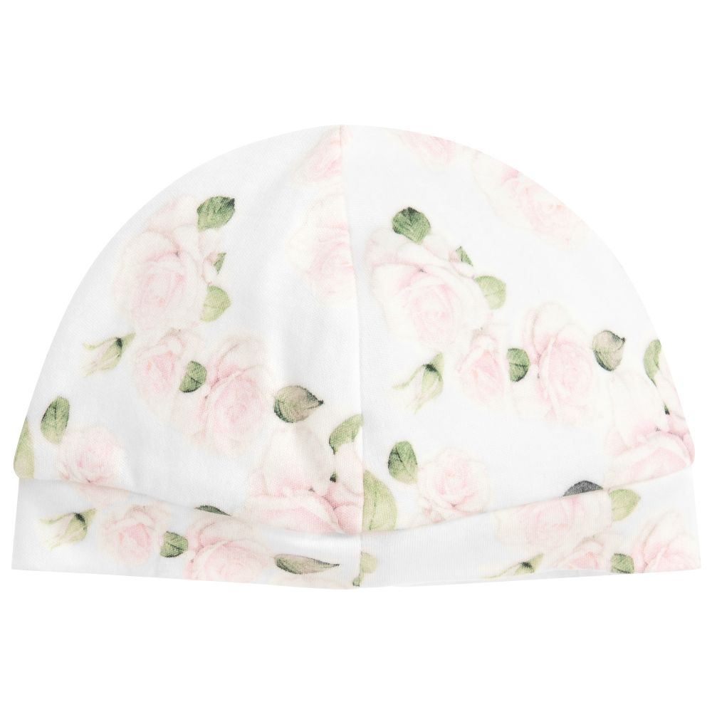 Monnalisa-Baby Girls White Cotton Hat | Childrensalon Outlet