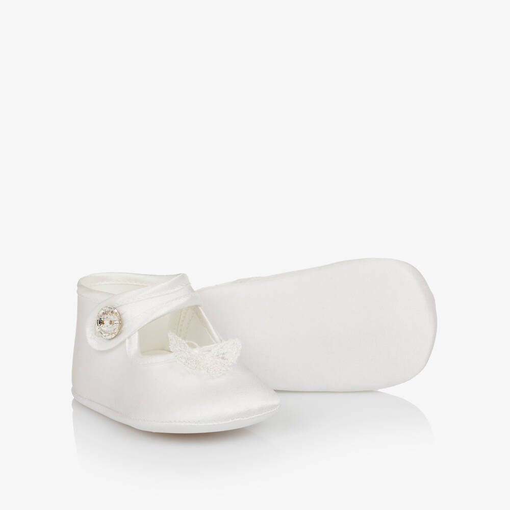 Monnalisa-Белые пинетки с бабочкой для малышей | Childrensalon Outlet