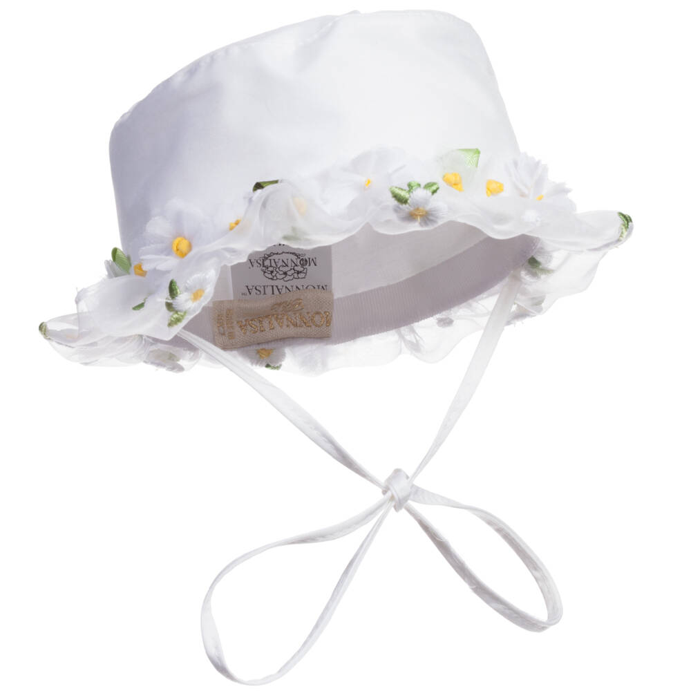 Monnalisa Chic-Baby Girls White Sun Hat | Childrensalon Outlet