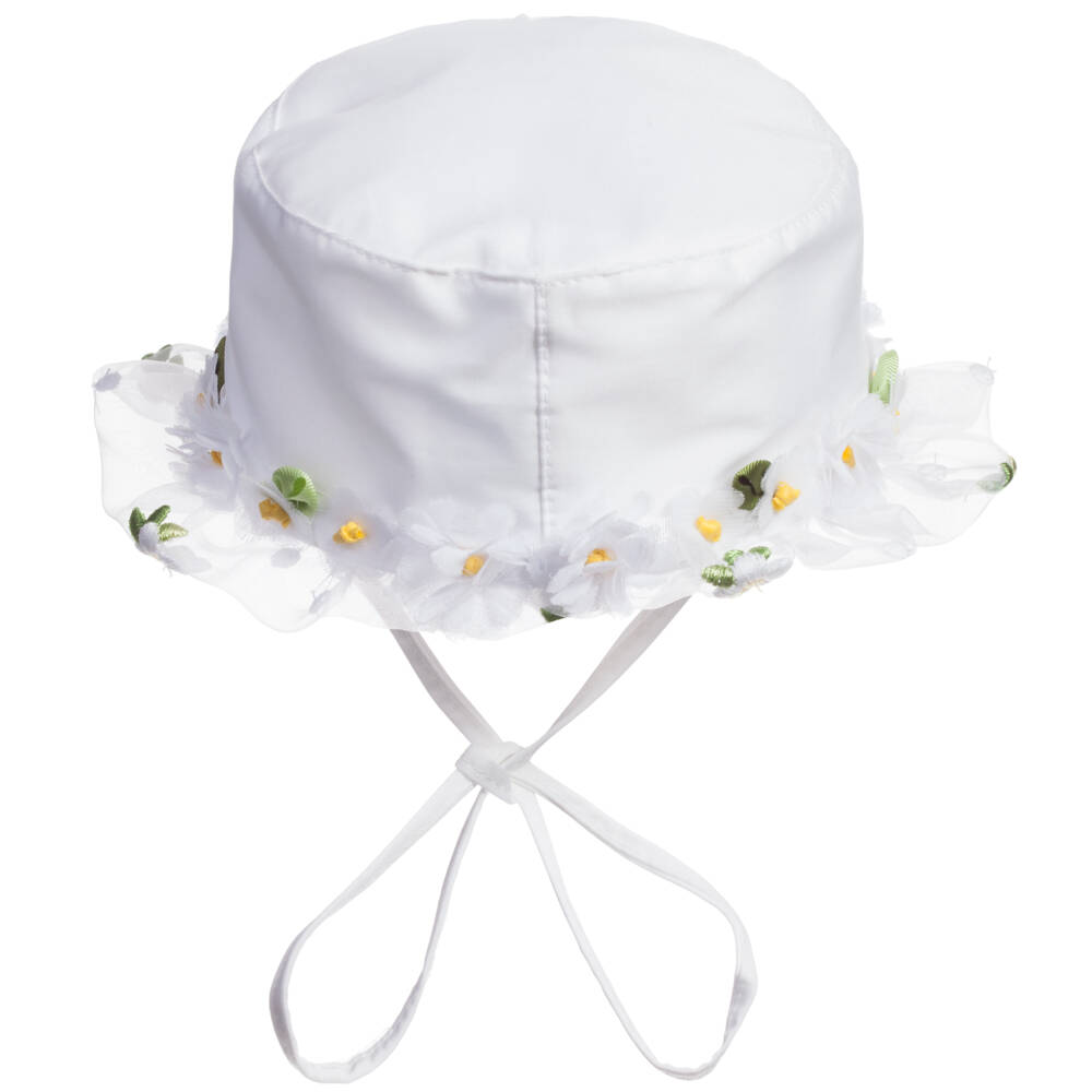 Monnalisa Chic-Baby Girls White Sun Hat | Childrensalon Outlet