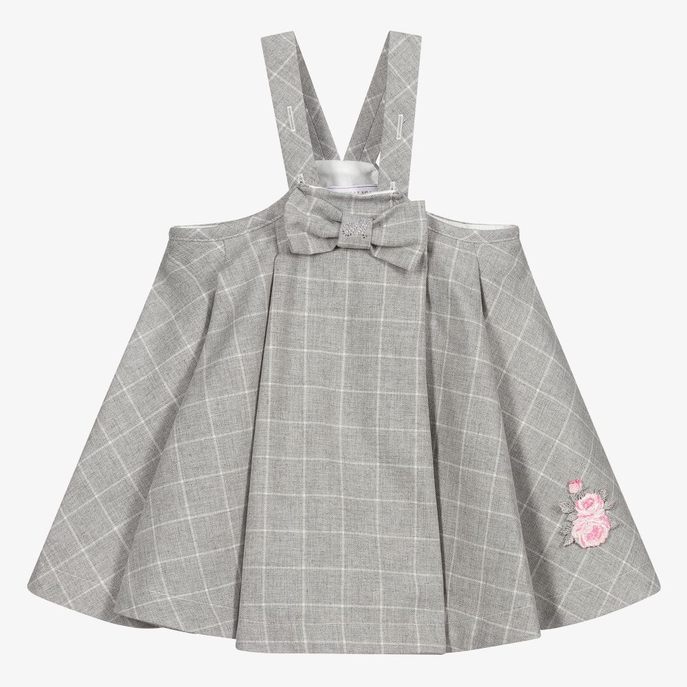 Monnalisa - Baby Grey Check Pinafore Dress | Childrensalon
