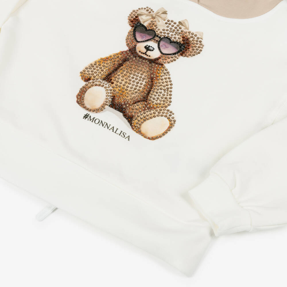 Monnalisa-Beige Bear Tracksuit | Childrensalon Outlet