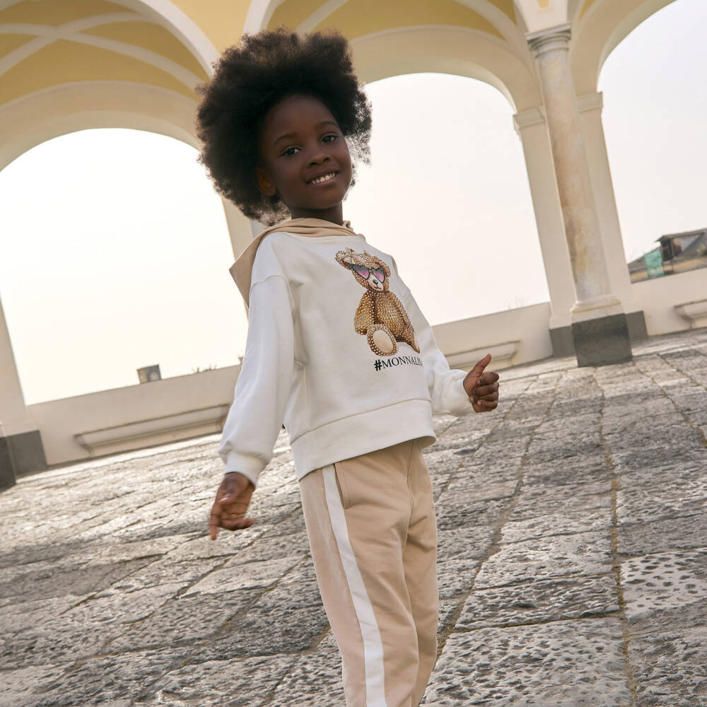 Monnalisa-Beige Bear Tracksuit | Childrensalon Outlet