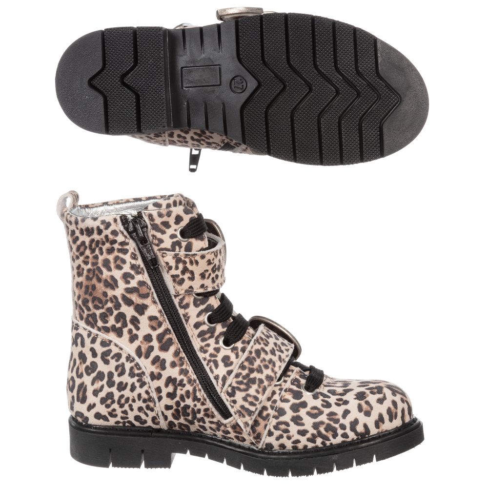 Monnalisa Beige Leopard Print Boots Childrensalon Outlet