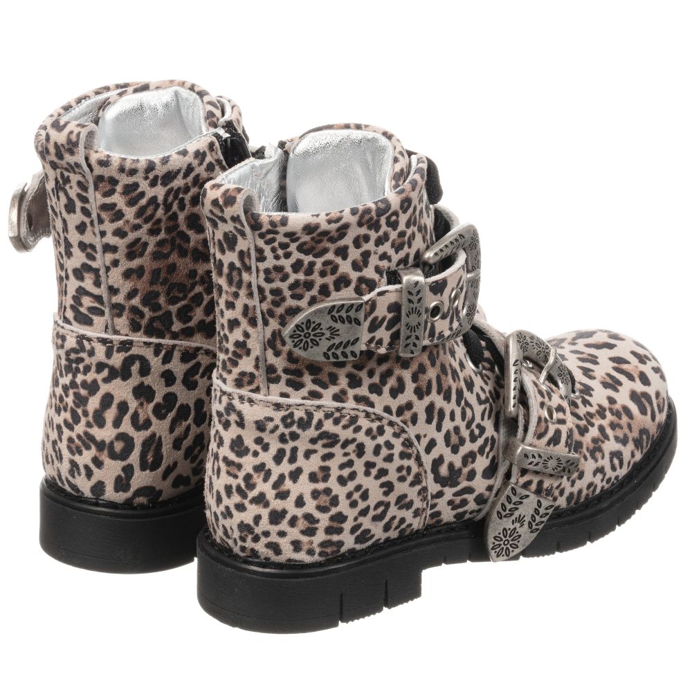 Monnalisa-Beige Leopard Print Boots | Childrensalon Outlet